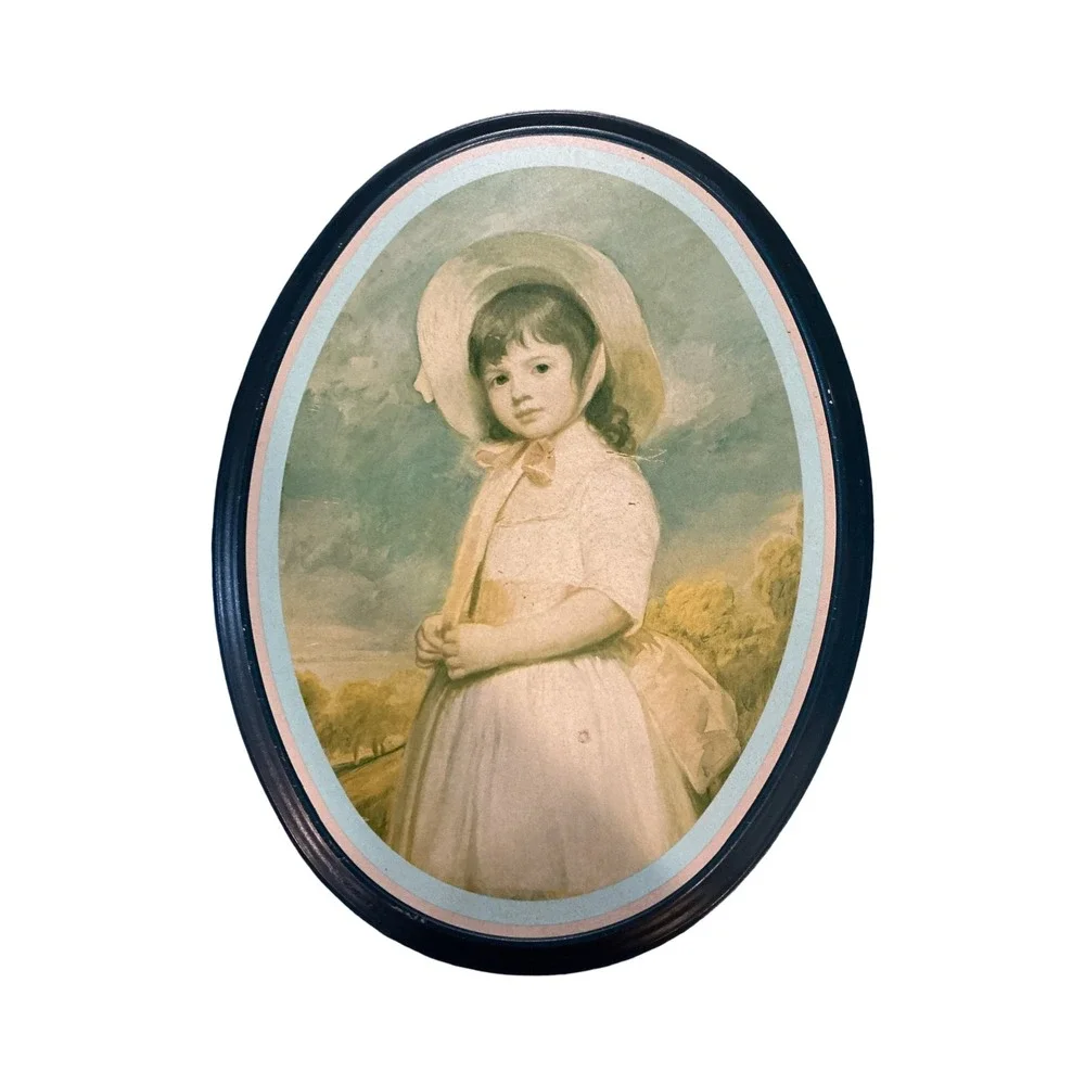 Vintage 1974 Ohio Art Co Miss Willoughby George Romney Metal Lithograph Oval